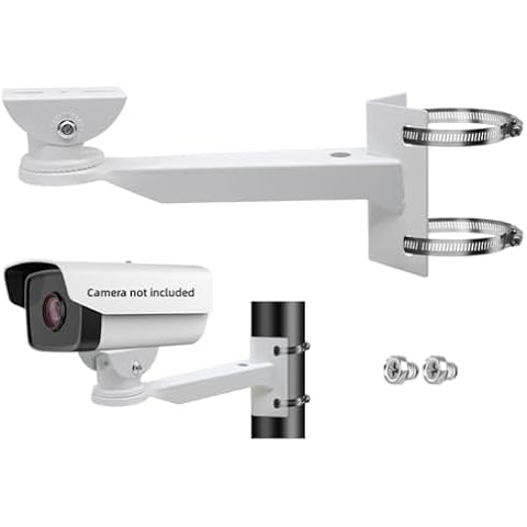 Coolotic 11.8" Security Camera Corner Pole Mounting Bracket,Universal Wall Corner Mounting Bracket Holder Stand Pole Mount Adapter for Surveillance Camera with 2 Φ20cm Loops, Dahua Bullet PTZ Cameras Cover