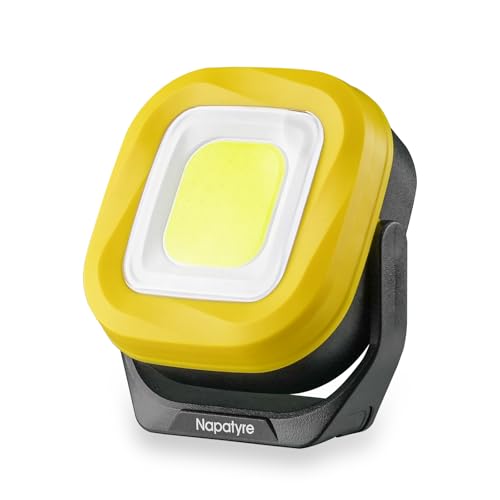 Napatyre LED Strahler Akku,1000 Lumen Baustrahler Akku mit Magnet und 180° Drehbar, 4 Lichtmodi Tragbare Arbeitsleuchte LED Akku für Garage Werkstatt Camping (1 Stück)