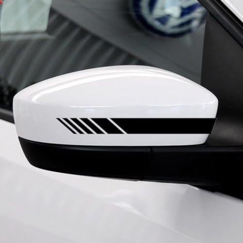 Image of x xotic tech Auto Universal Racing Style 4Pcs Front Hood Fender Double Hash Stripe Stickers + 6Pcs Reflective Tire Rim Safety Warning Stickers+ 4Pcs Rearview Mirror Slash Mark Decals Set (Black)