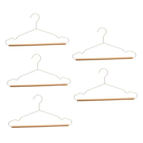 WATIIFUFU 5 Piezas Perchas de Hierro y Madera Sencillas de Unidades Diseño Antideslizante para Ropa Organizador Práctico para Armarios y Colgar Prendas sin Marcas