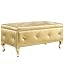 ModaSeren Silver Faux Leather Storage Ottoman Bench With Crystal Buttons - Rectangle Foot Of Bed Bench For Living Room