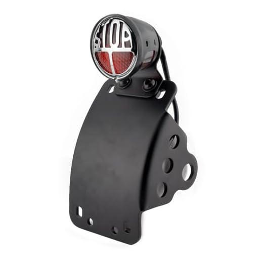 Motorcycle Old School Brake Tail Light Rear Side Mount 3/4 Inch (19MM) Axle License Plate Bracket Holder Compatible for Bobber Chopper for Harley