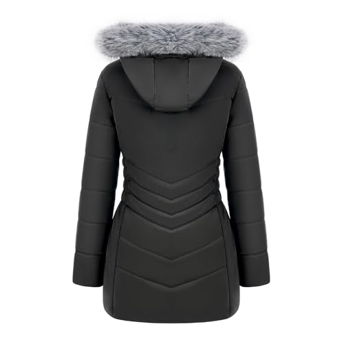 WULFUL Women's Winter Coats Long Warm Thicken Puffer Jackets Outwear With Removable Fur Hood2