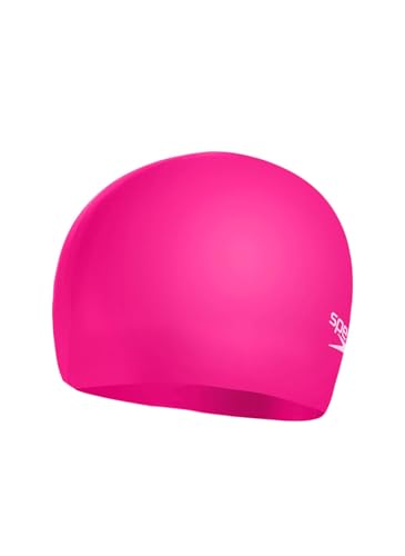 Speedo Unisex-Youth Plain Moulded Silicone Junior Swimming Caps, Cherry Pink/Blush, One Size