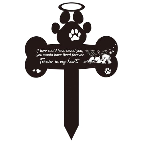 Rngmsi Pet Grave Markers Dog - Pets Memorial Stone Decorations Cemetery Headstones Decor Graveyard Remembrance Graveside Metal Stake Sign for Outdoors Yard