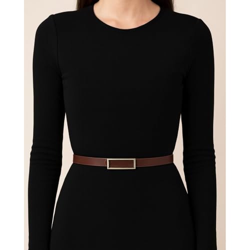 Image of Crusset Stylish Faux Leather Waist Belt for Women - Adjustable for Jeans, Dresses & Saree - Fashionable & Comfortable|Tan Color Belt|QA4691