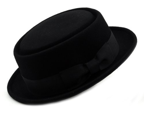 Nyfashion101 Mens Crushable Wool Felt Porkpie Hat W/Feather He09 Bk-L/Xl Black #TOP1