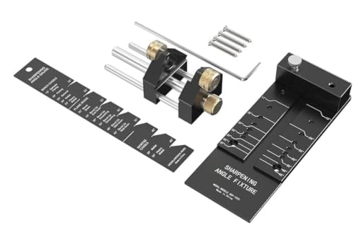 Chisel Sharpening Jig Kit | Adjustable Dual Brass Roller Honing Guide System with Angle Fixture & Angle Gauge Wide Clamp Range