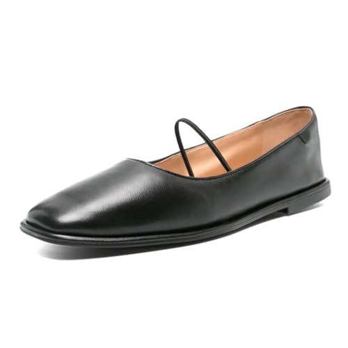 Women Girls Comfortable Mary Jane Flats Slip On Closed Square Toe Single Strap Ballerina Shoes for Dancing Prom Daily Size 4-16 US