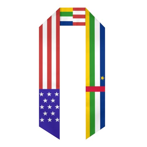 Central African Republic America Flag Graduation Stole Sash Shawl for Men Women Thickened Duoble-sided Scarf Angled for International Students Teachers Study Aboard Graduate Gift 72 inches Unisex
