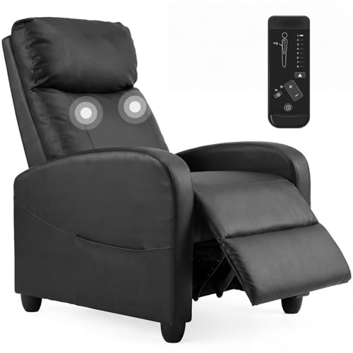HAPPYMONT Massage Recliner Chair Recliner Sofa Fabric for Adults Recliners Home Theater Seating with Lumbar Support Reclining Sofa Chair for Living Room Ink