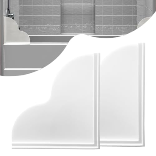 Image of FAILUN Shower Splash Guards, 2pcs Bathtub Corner Splash Guards Prevent Water Splashing Bathroom Accessories with Self-Adhesive Suitable for Showers, Bath tubs, Kitchen Sinks(7.87"x7.87")