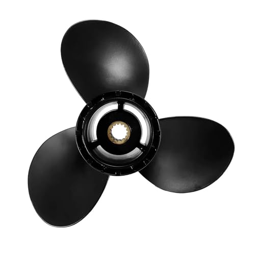 15-35HP 778863 / 175191 アルミニウム合金 10 x 13 船舶用船外機プロペラ 3 ブレード 14 スプライン歯 ブラック 交換パーツ 対応