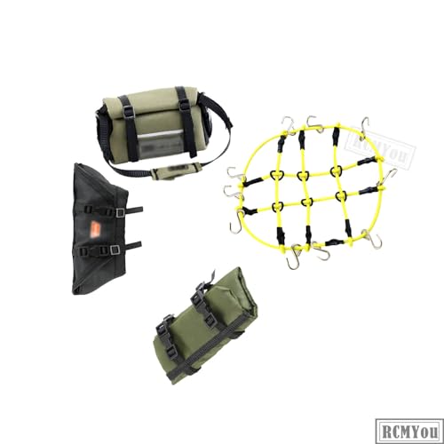 Image of RC Upgrade Parts for 1 /18 TRX4M 1 /24 SCX24,Crawler Car Decoration Simulation Decoration Mini Luggage Net /Simulation Decorative Package,Luggage,Sleeping Bag(Pitch Green,Black)