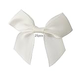 AKLVBL 25 Pack Set Satin Ribbon Bows Pretied Bows with Sticky Gel Pads for Treat Bags, Gift Bags, Bakery Candy Bags and Package Decorating or Gift Decorating (White)