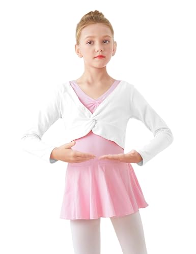 Daydance Girl's Dance Crop Tops Ballet Wrap Shrug Sweater Long Sleeve