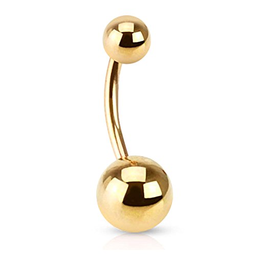 viva-adorno® Bauchnabel Piercing Banane Edelstahl Chirurgenstahl Bananabell Z497, Gold Cover