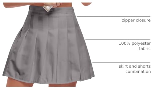 Image of Girls Pleated Skirts Tennis Skirt with Shorts High Waisted Mini Skort | Side Zipper, A-Line Cut,Stretchy Back Elastic Waistband, Athletic Golf Skorts, Uniform, Casual, Festival Outfit