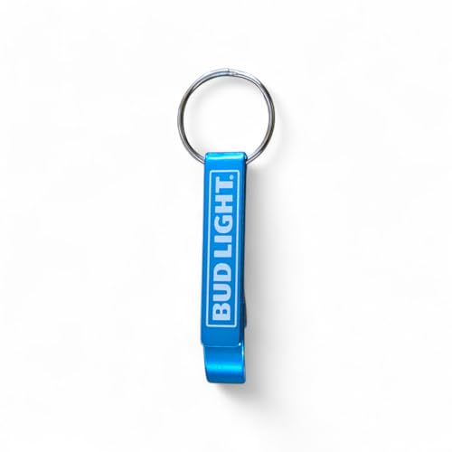 Bud Light Blue Metal Bottle Opener Keychain
