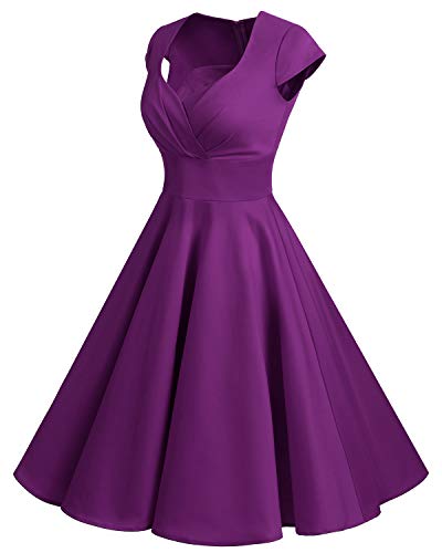 Bbonlinedress Women's Vintage 1950s cap Sleeve Rockabilly Cocktail Dress Multi-Colored