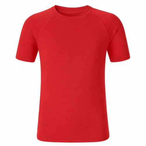 Image of 5-14Y Boys Girls Rash Guard UPF 50+ Short Sleeve Kids Neon Swim Shirts | Unisex UV Sun Protection Shirts,Quick Dry Kids Rash Guard, Boys Girls Neon Swim Shirts,Teen Rash Guard Swimsuit