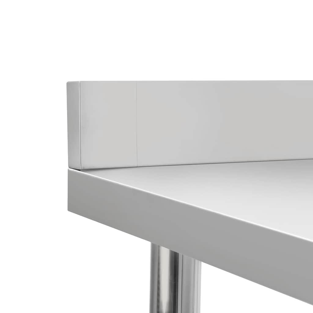 vidaXL Tavolo da Lavoro Cucina con Mensola Credenza Buffet Dispensa Scaffalatura Scaffale Ripiano Banco Bancone Cucina Mobile in Acciaio Inox