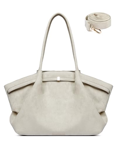 Makukke Sac fourre-tout pour femme, sac à main en daim synthétique, sac à bandoulière pour les trajets quotidiens et une utilisation décontractée, beige,...