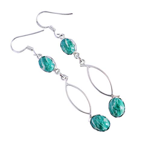 Boucles d'oreilles amazonite en argent 925 cadeau femme fait main