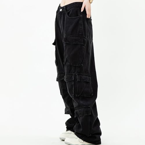 XYXIONGMAO Men's Black Functional Sweatpants Streetwear Slacks Hip Hop Techwear Denim Vintage Washed Cargo Pants Jeans4