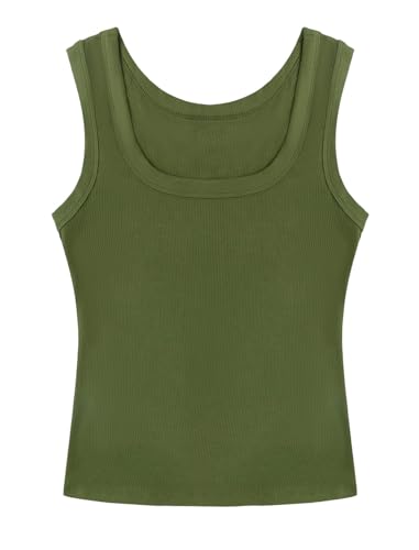 Image of SVALIY Summer Womens Tank Tops 2026 Square Neck Fitted Sleeveless Shirts for Women Ribbed Basic Top