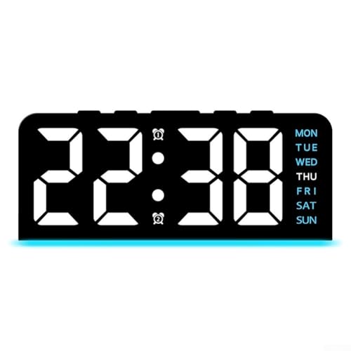 Hosrivae Reloj despertador digital LED para escritorio y dormitorio con luz nocturna, pantalla, función de repetición, formato 12/24h, negro (W-naranja)