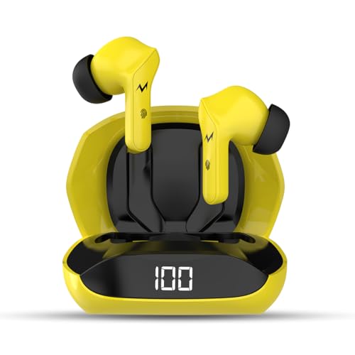 Image of TEMPT Thunder True Wireless Earbuds with OxyAcoustics Technology, TWS in Ear Earphone with Passive Noise Cancellation, 10mm Bass Drivers, Upto 24H Playtime, IPX4 Water Resistant (Yellow)