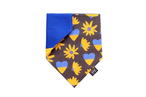 Ukraine's Flag Over the Collar Dog Bandana, I Stand With Ukraine Blue and Yellow Pet Bandana That Attaches to the Dog's Collar, Handmade Slip on Dog Bandana for Ukraine Support, Made in the USA (Medium, Ukrainian Flag)