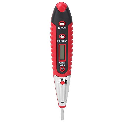 Image of Digital Test Pencil VD700 AC /DC 12-250V Electrical Test Pencil Detector Voltage Detector Circuit Tester Multifunction LED Display with Night Eye Lamp(Red)