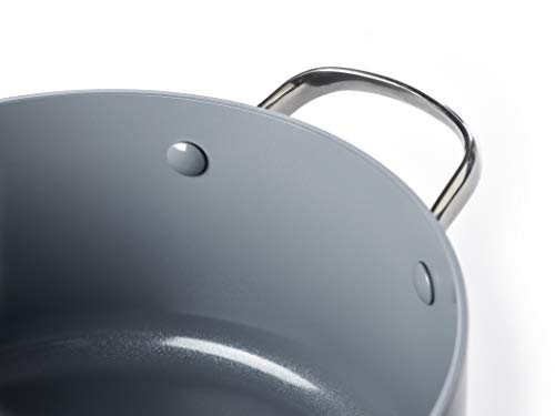 GreenPan Grill Pan with Two Handles, Non Stick Stainless Steel Ceramic Round Grill Pan - Induction & Oven Safe Cookware - 28 cm, Grey 5 Gallery Image