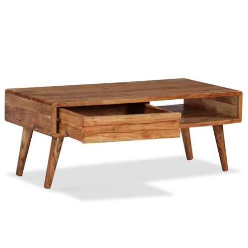 Table basse tiroir bois massif salon chaleureux et apéro convivial