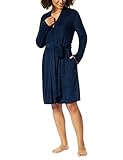 Schiesser Damen Sleep + Lounge Mantel, 95 cm Bademantel, Nachtblau, 44