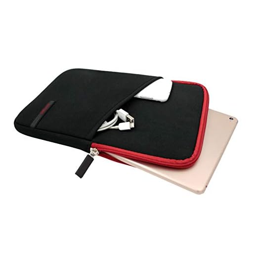 Apple iPad Air 2 Funda Sleeve iPad Air 10 Pulgadas Bolso para Tableta Samsung Galaxy Tab 4 10.1 Caso,Negro Rojo