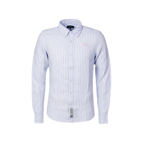 Abbottonatura continua La Martina Camicia da uomo a maniche lunghe MCC012, Azzurro, XL
