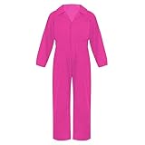 JanJean Kids Boys Fashion Mechanic Coveralls Long Sleeve Turndown Collar Zipper Front Jumpsuit Halloween Cosplay Costume Rose 10 Years
