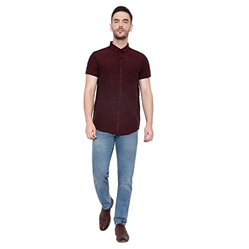 Image of LATEST CHIKAN Men's Cotton Blend Textured Half Sleeves Shirt