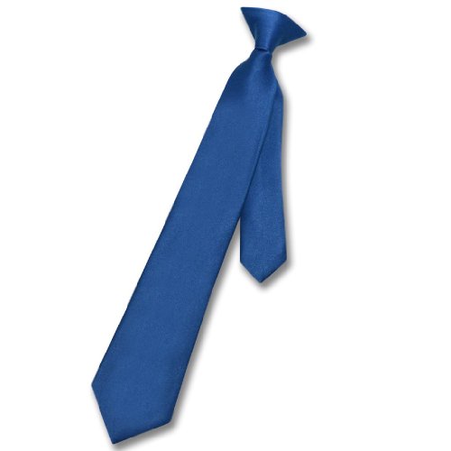 Vesuvio Napoli Boy's CLIP-ON NeckTie Solid ROYAL BLUE Color Youth Neck Tie