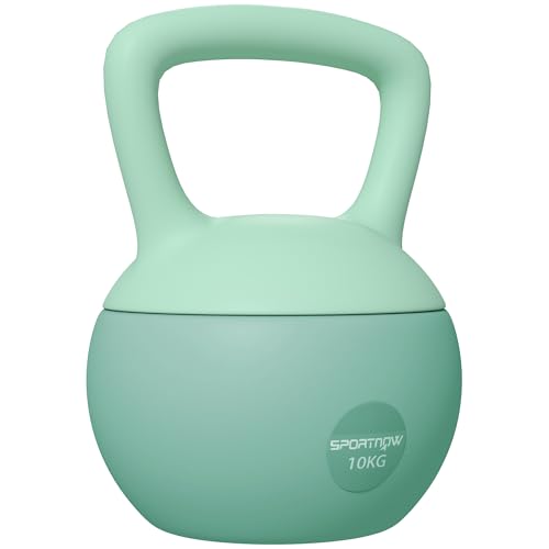 SPORTNOW Pesa Rusa 8 kg Soft Kettlebell Relleno de Arena Metálica y Mango Antideslizante para Entrenamiento Culturismo en Casa Gimnasio Verde