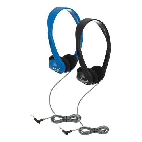 Image of Egghead School Stereo Headphones with Foam Ear Cushions, Adjustable Headband, and Tangle-Free Tri-Shield Cord for Classroom Use and Educational Settings, Pack of 20