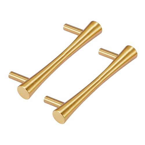 真鍮製食器棚ハンドル 64mm-160mm 引き出しハンドルとネジ ゴールド家具ドア キッチンキャビネットハンドル キッチン食器棚ドレッサー ワードローブ引き出し モダンドレッサー用 (サイズ:128mm/5インチ) 2個パック