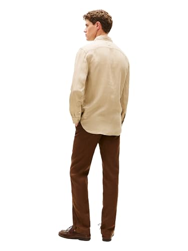 Image of Tommy Hilfiger Men's Long Sleeve Casual Linen Button Down Shirts in Regular Fit