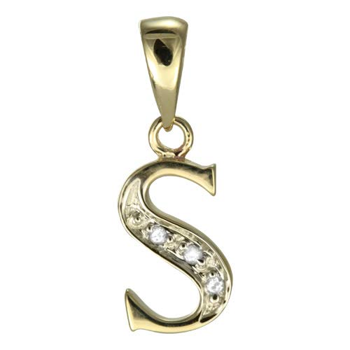 Ciondolo Sayers London a forma di lettera dell'alfabeto S in Oro 9kt e diamanti