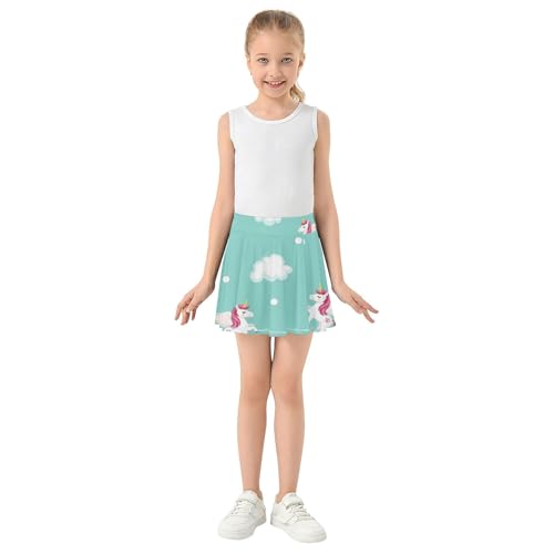 Tennis Skirts Kids Flying Unicorn Aqua Athletic Shorts Girls Skorts Flowy Girl Skort 4t3