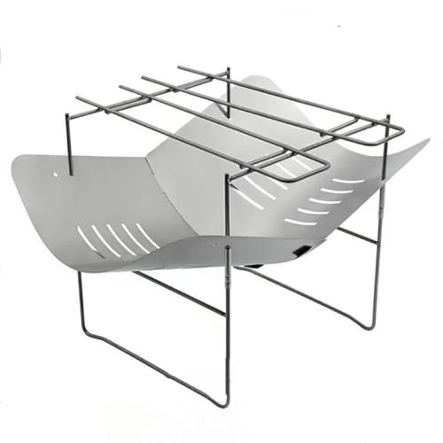 Uhetoice 折りたたみ式焚き火台 火床 軽量 チタン材質 コンパクト A4サイズ ステンレス 収納バッグ付き ソロキャンプ アウトドア調理器具 1-3人用 庭や裏庭のためのキャンプピクニックのためのステンレス鋼のバーベキューグリル