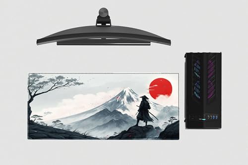 Image of Japanese Samurai Premium Desk Mat | Anti-Skid | Anti-Slip | 80 x 30 cm | Laptop Mat for Work from Home /Office /Gaming- Extended Mouse pad and Keyboard Desk mat